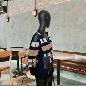 Patched Shoulder Cut-out Top